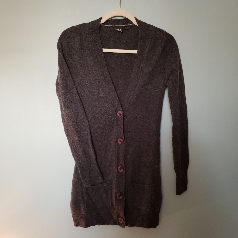 Long Grey Wool Cardigan